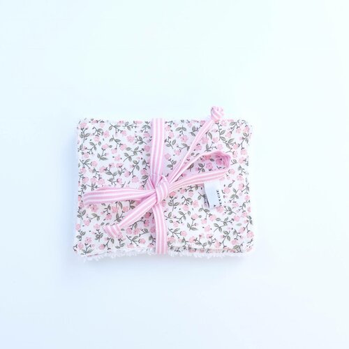 Ensemble 4 lingettes/cotons écologique bébé fille« lola » liberty