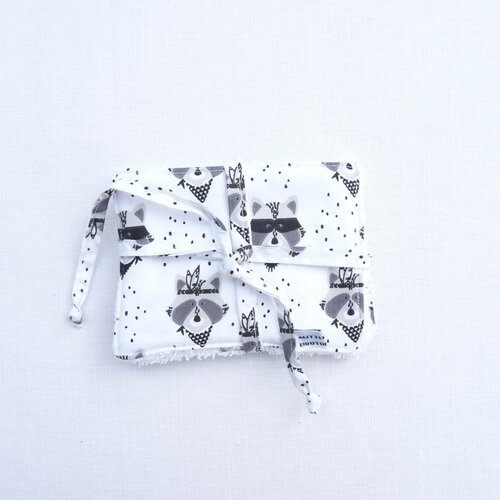 Ensemble 4 lingettes/cotons écologique bébé garçon « raton laveur »