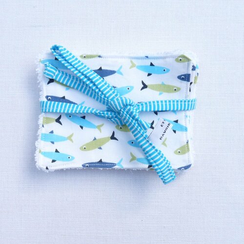 Ensemble 4 lingettes/cotons écologique bébé « hector »