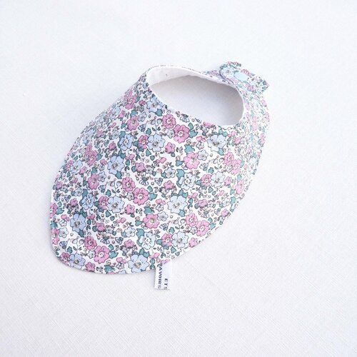 Bavoir foulard  original 0/12 mois « liberty » cadeau naissance fille bandana