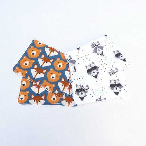 Ensemble 4 lingettes/cotons écologique bébé liste de naissance cadeau naissance garçon