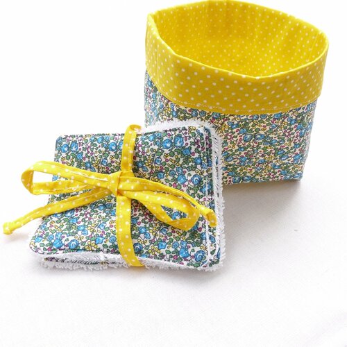 Panier, corbeille, pochette de rangement réversible  4 lingettes « clelia »bébé/maman original