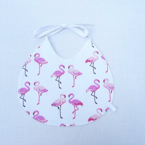 Bavoir fille bébé original réversible 0/12mois &quot;flamant rose&quot;