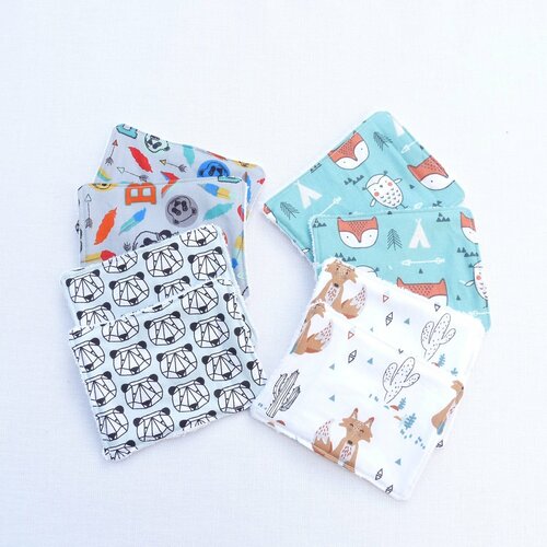 Ensemble 8 lingettes cotons écologique bébé ou maman original garcon cadeau liste de naissance