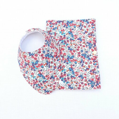 Ensemble naissance protège carnet de santé/bavoir « adele» cadeau naissance file wiltshire berry 0/12 mois