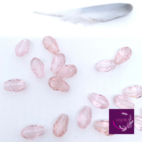Lot de 10 perles gouttes de cristal de verre swarovski à facette rose dim 11 x 8 mm trou 1 mm