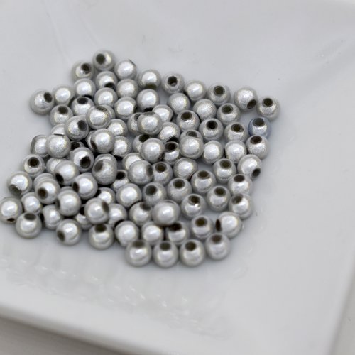 Lot de 100 perles magiques rondes grises 3 mm