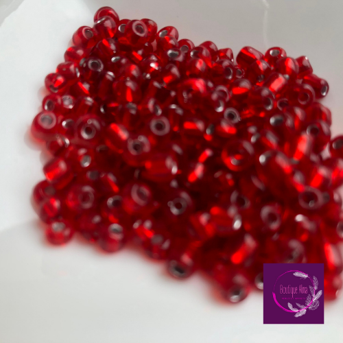 Perles de rocaille rouge  4 mm  - lot de 15gr