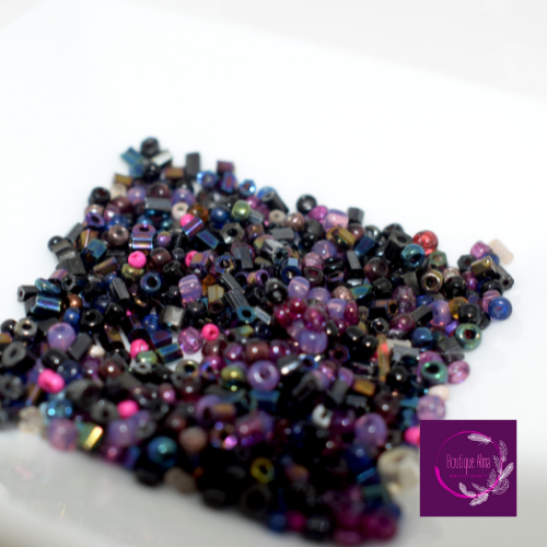 Perles de rocaille de verre assortiment ton violet  - lot de 15gr