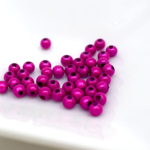 Perles magiques - lot de 42 perles rondes fuchsia 3 mm