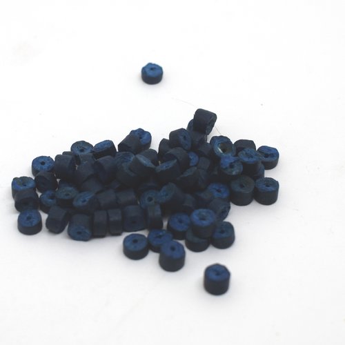 Perles bois rondelle bleu - lot de 20 perles de bois diam 6 mm
