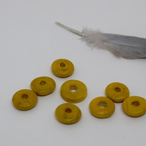 Lot de 8 rondelles bois jaune 11 x 4 mm