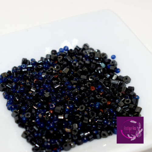 Perles de rocaille de verre ton marine 1.8 mm  - lot de 4.8 gr