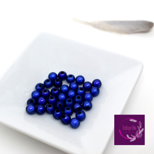 Perles magiques - lot de 32 perles rondes bleu nuit 6 mm