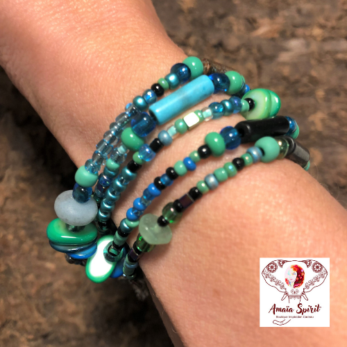 Bracelet femme "aiyana" boho bracelet vert et bleu