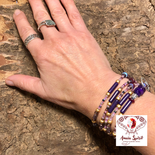 Bracelet femme "etenia" boho bracelet mauve violet et terracotta