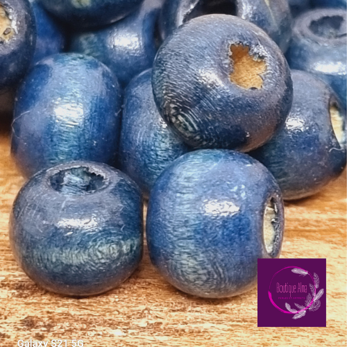 Lot de 10 perles de bois 7 mm - bleu marine