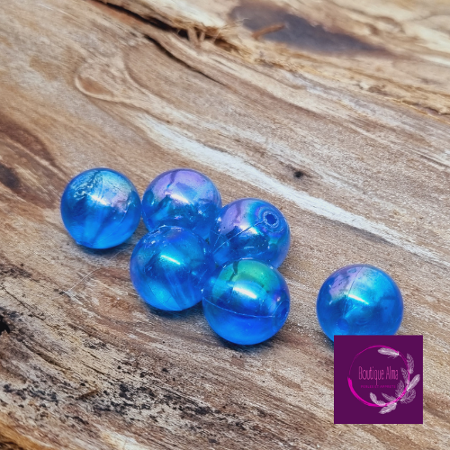 Lot de 6 perles acrylique bleu 16 mm