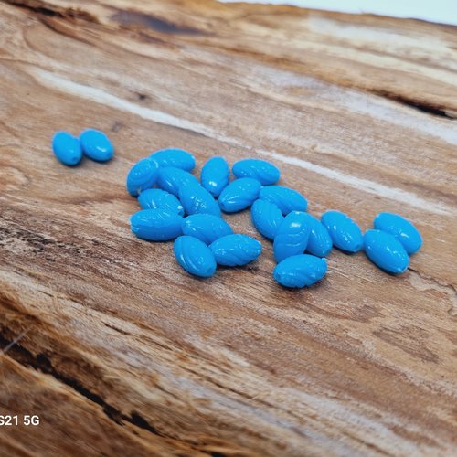 Lot de 22 perles ovales acrylique bleu 12 mm