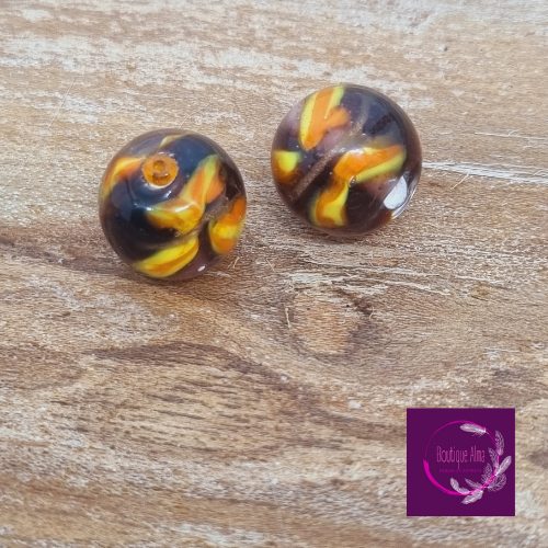 Lot de 2 perles de verre travaillé 12 mm