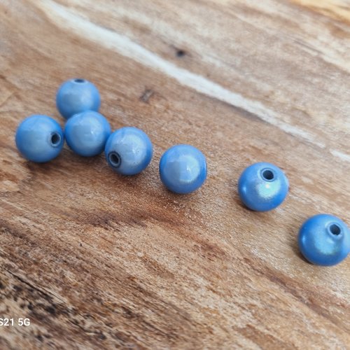 Lot de 7 perles magiques bleu acier 10 mm