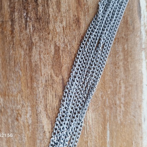 Chaine argenté acier inoxydable à maillon fin 2mm - longueur 105 cm