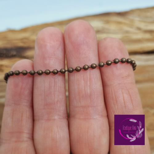 Collier en chaine métal cuivré diam 1 mm - longueur 70cm