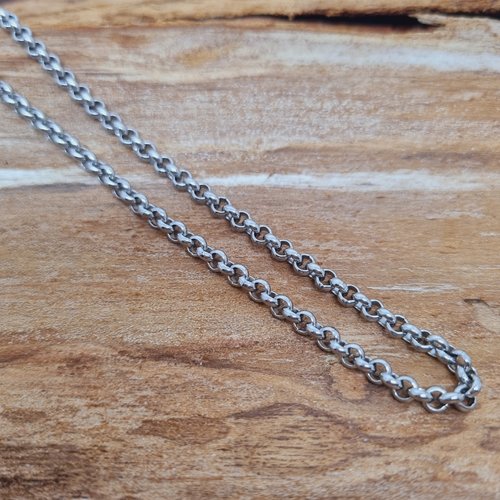 Chaine métal argenté diam 3 mm - longueur 69cm