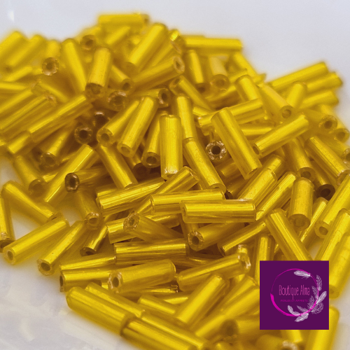 Perles tubes jaune 5 mm x 1 mm - lot de 5.45gr