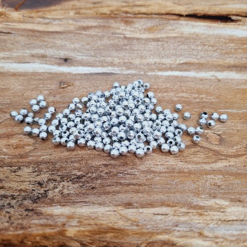 Perles argentées acrylique 3 mm - 5.75gr