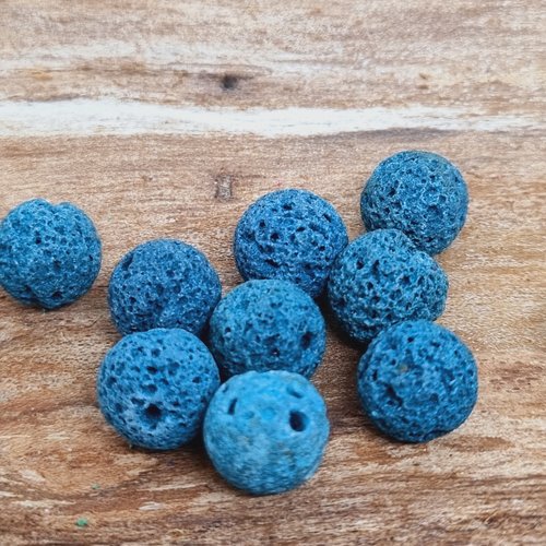 Lot de 10 perles de lave turquoise 12 mm