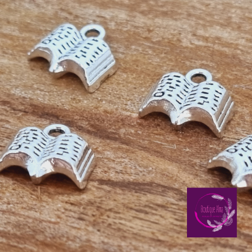 Lot de 2 breloques modèle "livre ouvert" 11 x 10mm