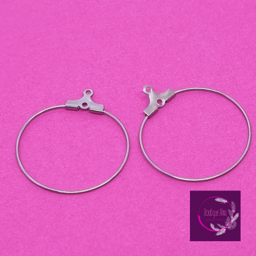Lot créoles métal argenté diamètre 26mm