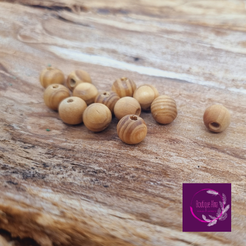 Lot de 12 perles de bois 9 mm - naturelles