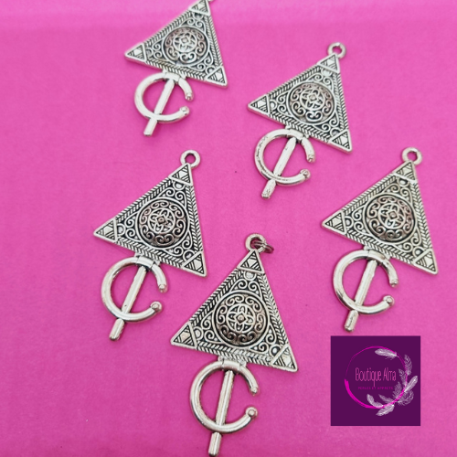 Pendentif métal argenté 65mm