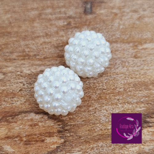 Lot de 2  perle ronde diam 10 mm blanche nacrée