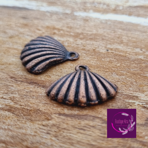 Lot de 3 breloques coquillage - cuivré