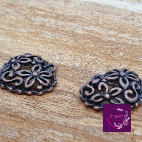Lot de 3 breloques coeur - cuivré