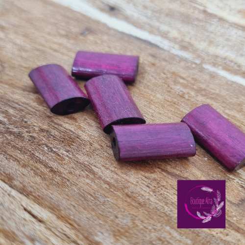 Perle en bois rectangle mauve 20x10 mm - lot de 5