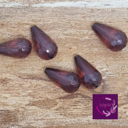 Perles poire aubergine acrylique 18mm - lot de 5