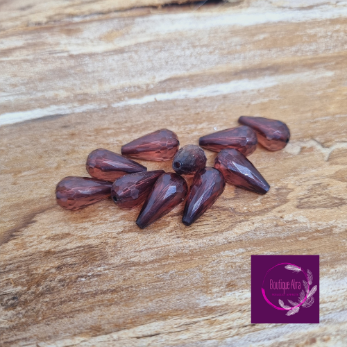 Perles poire aubergine acrylique 18mm - lot de 10