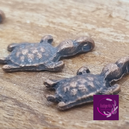 Breloque tortue ton cuivré en métal x 3
