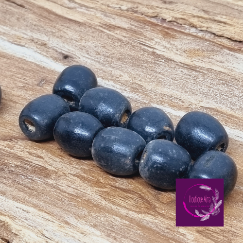 Perles de bois 16 mm x 10 - noire