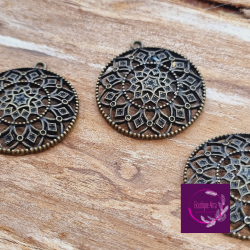 Lot de 3 connecteurs métal bronze diam 39mm