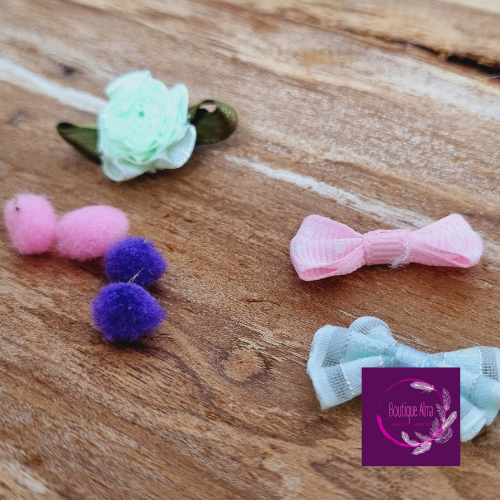 Lot scrapbooking petits noeud et boule -  7 pièces