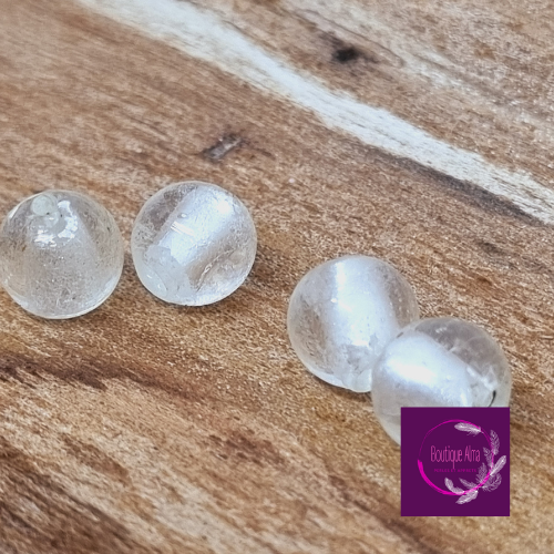 Perle de verre translucide et blanche 10 mm x 4