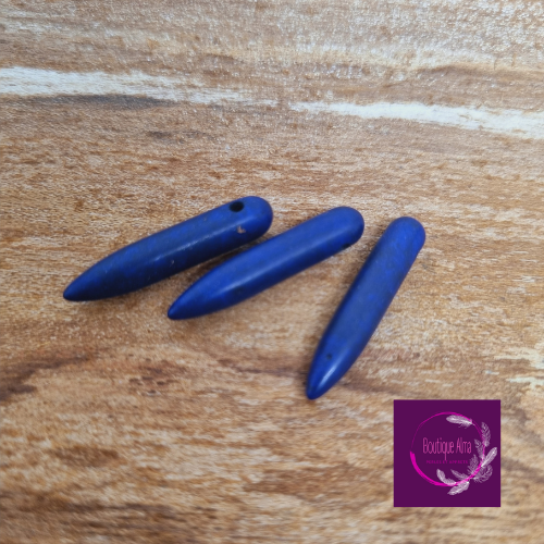 Aiguillettes pierre howlite bleu longueur 24 mm x 3