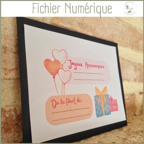 Carte numérique joyeux anniversaire / accompagnement de vos cadeaux d'anniversaire /fichier téléchargeable