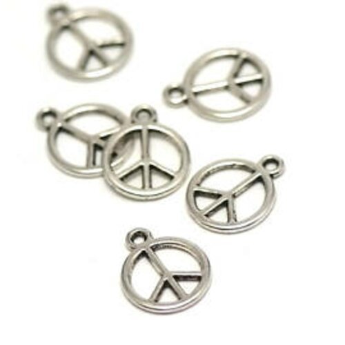 lot de 10 breloques charms pendentifs perles scrapbooking peace and love NEUF