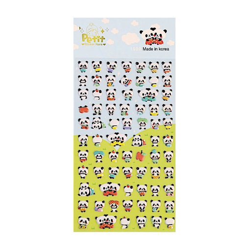 Stickers relief animaux - pandas - style kawaï